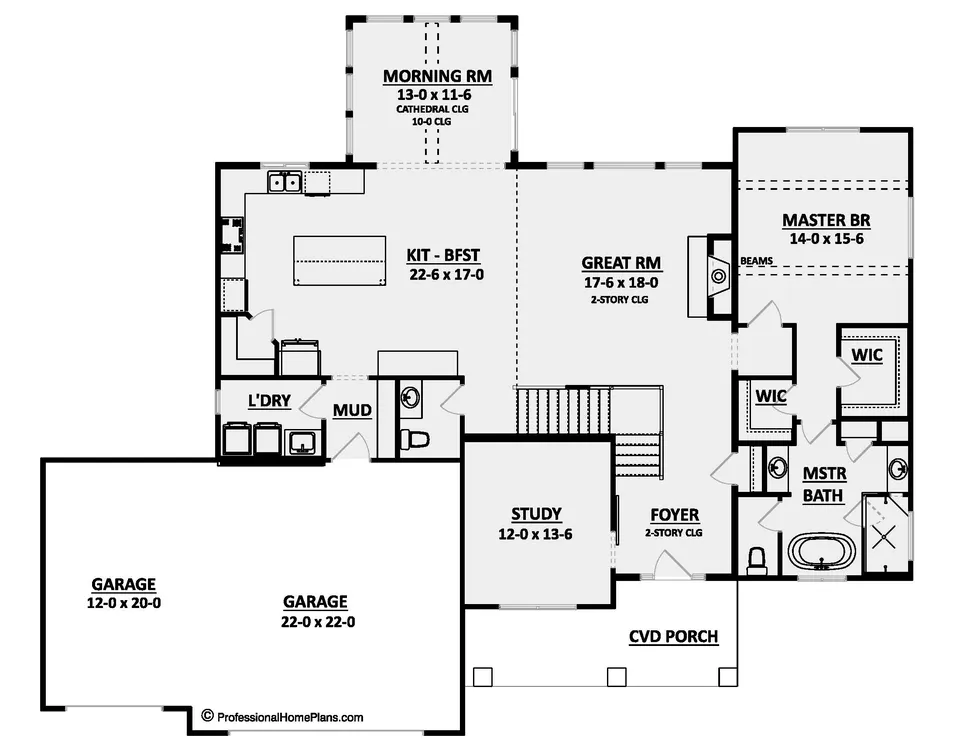 The Maplewood main level floor plan